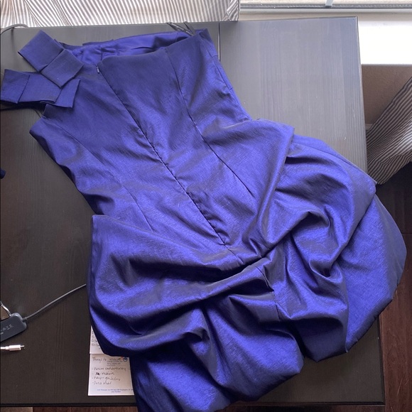 Vintage Jessica McClintok Bubble Skirt One Shoulder Iridescent Purple 12 2010s - Picture 2 of 3